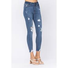 Fashionably Late Judy Blue High Rise Cropped Destroyed Skinny *FINAL SALE
