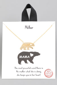 Mama Bear Pendant Necklace - Gold *FINAL SALE