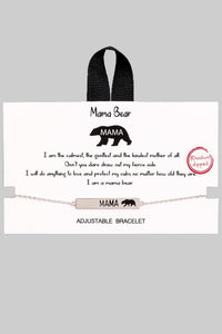 Mama Bear Adjustable Bar Bracelet - Silver *FINAL SALE