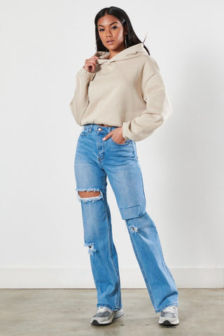 Avery Distressed Wide Leg Jeans