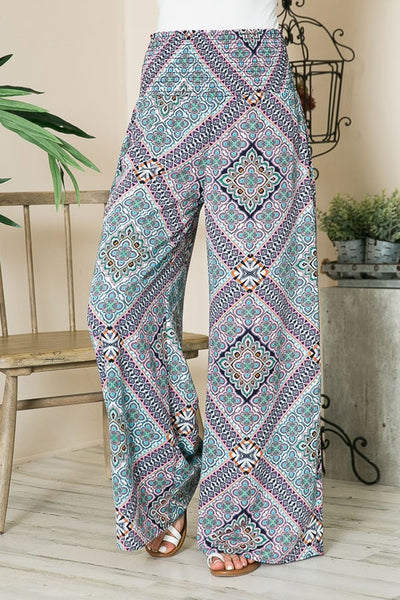 Tribal Print Wide Leg Pants