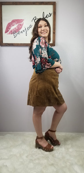 Hailey Corduroy Scalloped Button Down Mini Skirt - Curvy *FINAL SALE