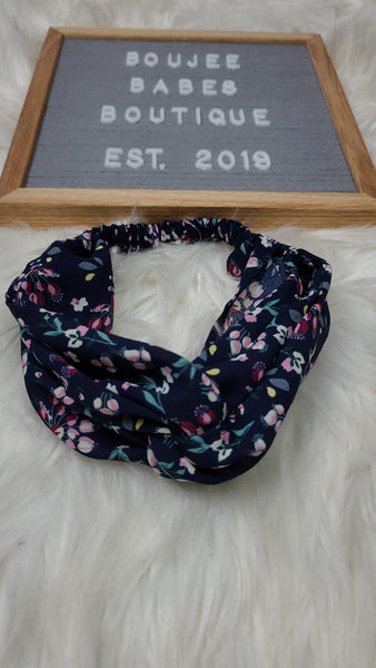 Tae Navy Floral Headband. – Boujee Babes Boutique, LLC