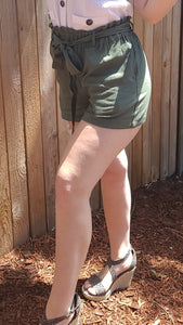 Patchouli Princess Belted Paperbag Stripe Shorts with Pockets