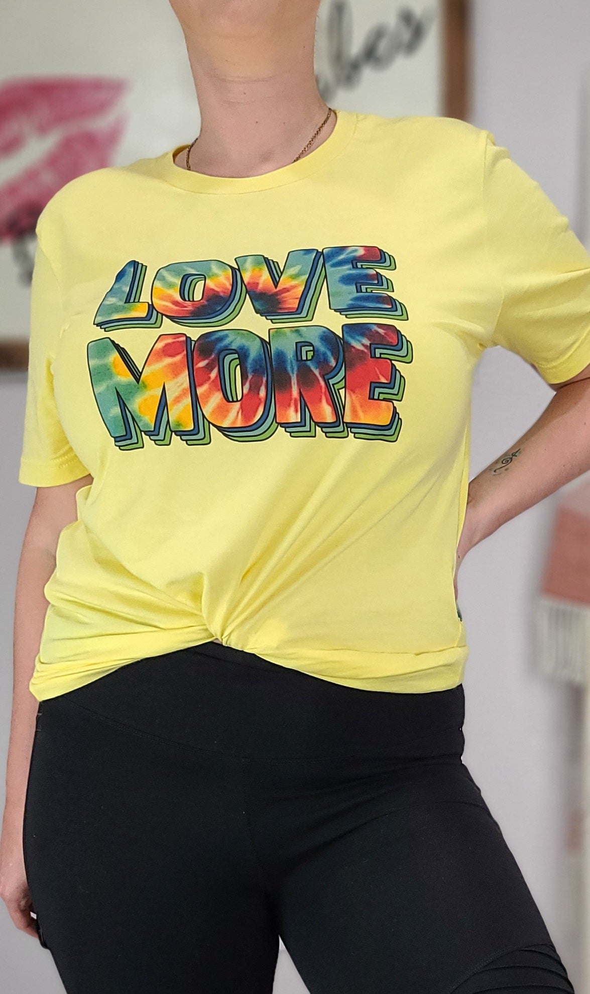 Love More Tie Dye Graphic Tee -Yellow *FINAL SALE