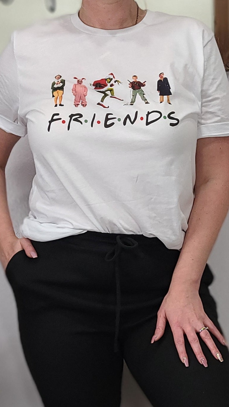 Friends Chistmas Movie Character Graphic Tee
