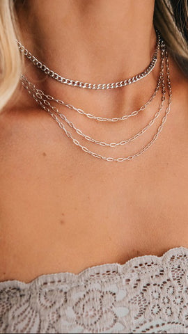 Ciara Silver Layered Chain Necklace