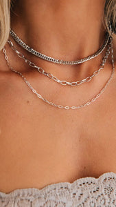 Holler Back Girl Layered Chain Necklace - Silver