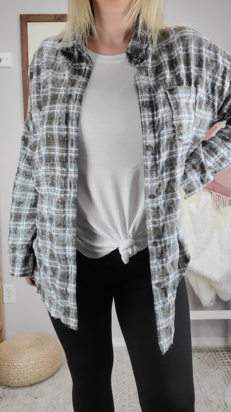 Make You Miss Me Oversized Flannel - Olive *FINAL SALE