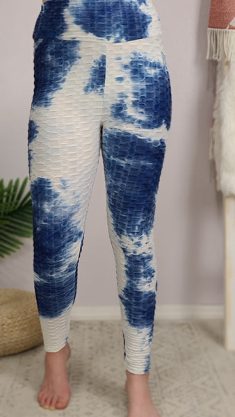 OMG Becky Tie Dye Active Yoga Leggings - Navy *FINAL SALE