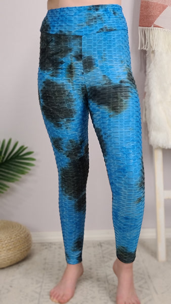 OMG Becky Tie Dye Active Yoga Leggings - Blue *FINAL SALE