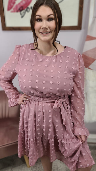 Petra Dotted Textured Ruffled Mini Dress - Pink *FINAL SALE