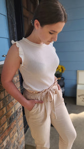 Kaitlyn Sleevess Ruffle Top - Ivory *FINAL SALE