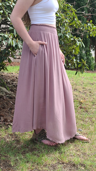 Forever After All Smocked Waist Maxi Skirt - Mauve *FINAL SALE
