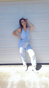 L.A. Lady Washed Chambray Drawstring Jumpsuit *FINAL SALE