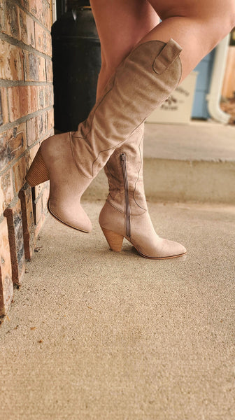 Go Your Own Way Faux Suede Boots (Taupe)