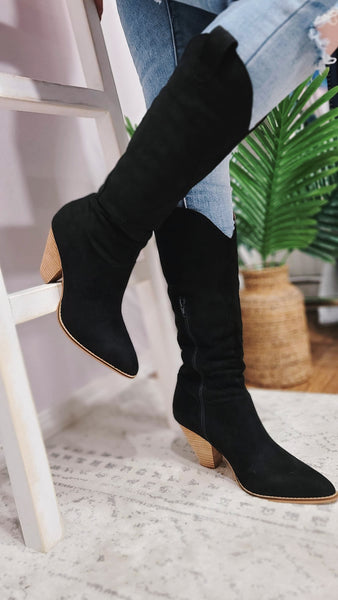 Go Your Own Way Faux Suede Boots (Black)