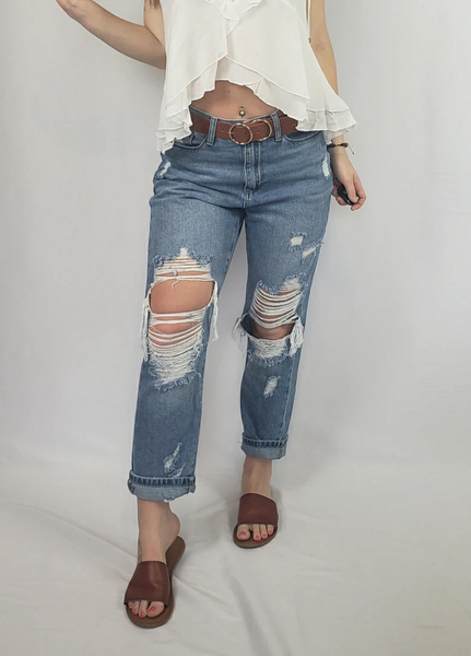 Dontcha Wish Your Girlfriend highrise, super distressed, girlfriend fit *FINAL SALE