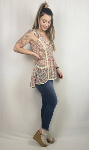 Miss Me POL floral sleeveless top *FINAL SALE